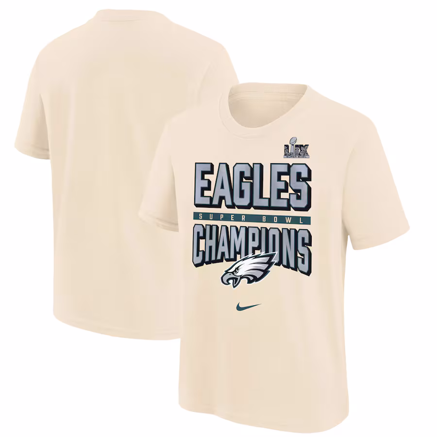 Youth Philadelphia Eagles  Nike Cream Super Bowl LIX Champions T-Shirt - Ujersey