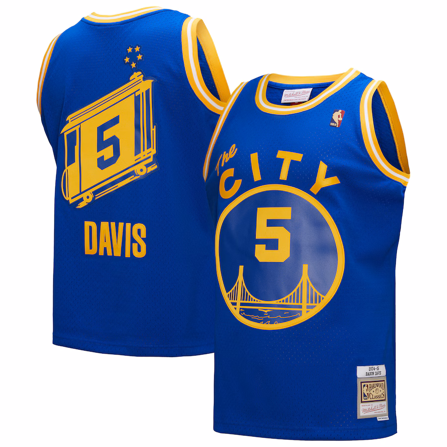 Men's Golden State Warriors Baron Davis Mitchell & Ness Royal Hardwood Classics 2004/05 Swingman Jersey - Ujersey