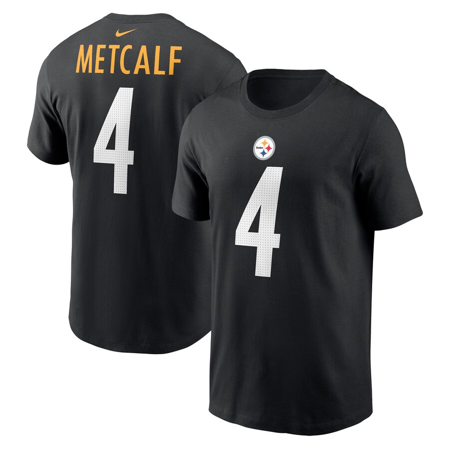 Men's Pittsburgh Steelers DK Metcalf Nike Black Name & Number T-Shirt - Ujersey