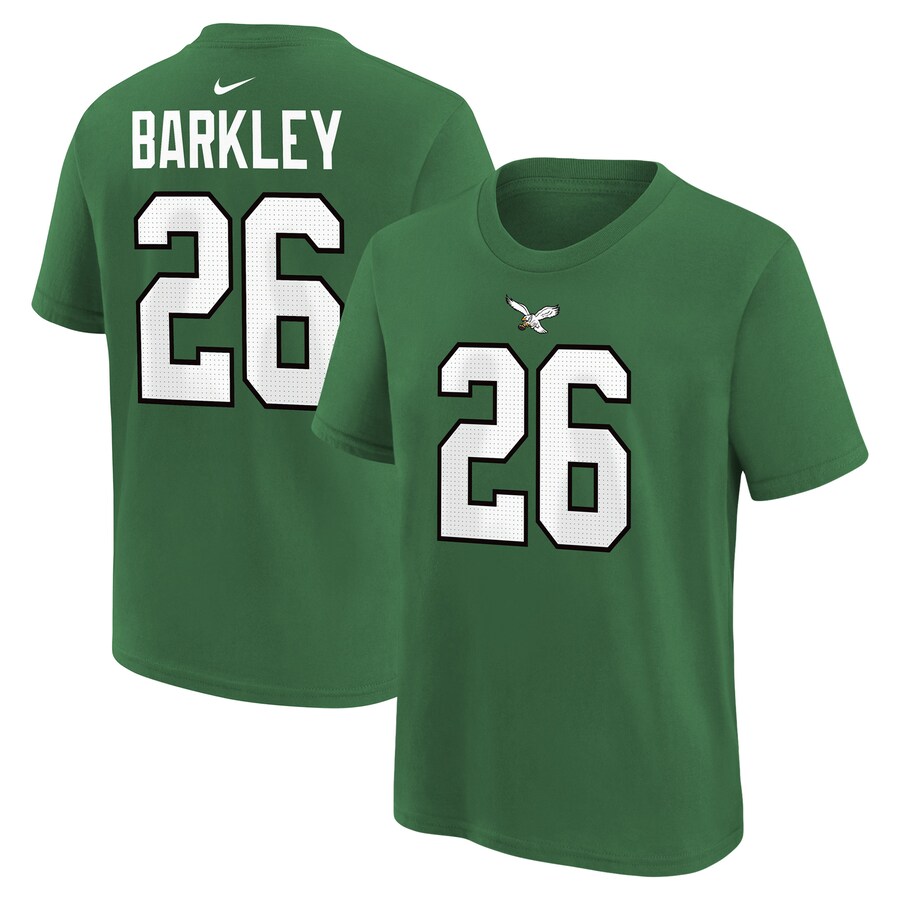 Youth Philadelphia Eagles Saquon Barkley Nike Kelly Green Player Name & Number T-Shirt - Ujersey
