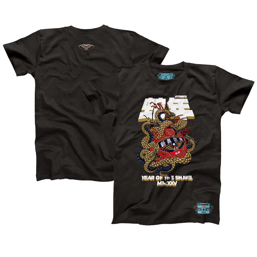 Unisex New Orleans Pelicans NBALab x Hyperfly Heather Black Year of the Snake Lunar New Year Collection T-Shirt - Ujersey