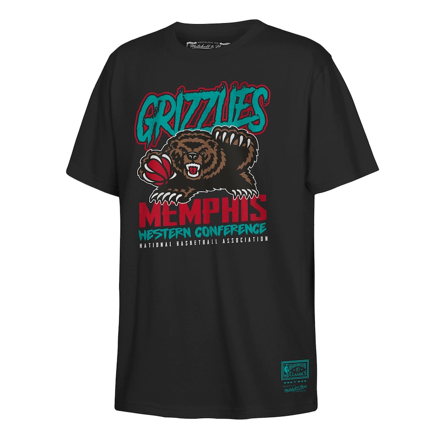 Youth Memphis Grizzlies Mitchell & Ness Black Retro Mascot Script T-Shirt - Ujersey