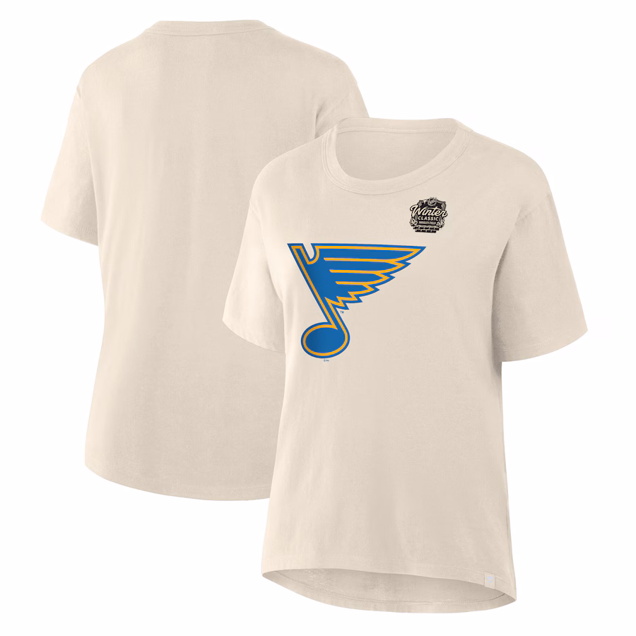 Women's St. Louis Blues Fanatics Cream 2025 Winter Classic Primary Logo T-Shirt - Ujersey