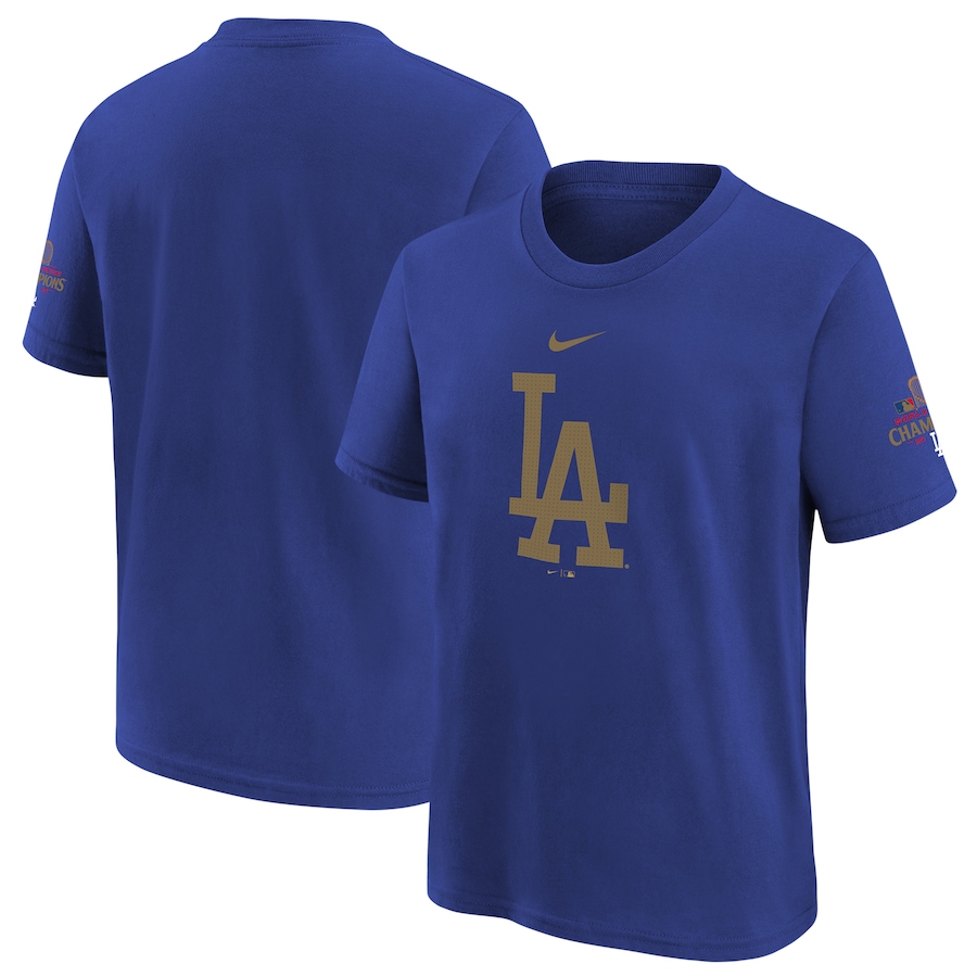 Youth Los Angeles Dodgers Nike Royal 2025 Gold Collection Primary Logo T-Shirt - Ujersey