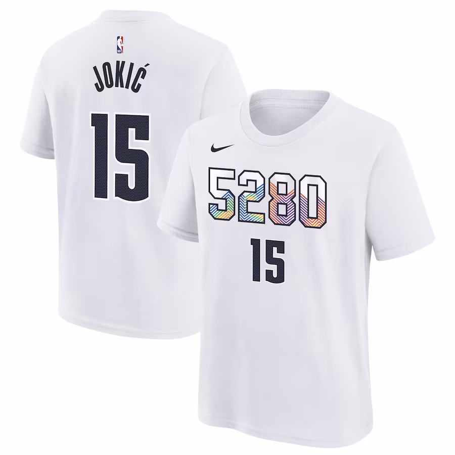 Youth Denver Nuggets Nikola Jokic Nike White 2024/25 City Edition Name & Number T-Shirt - Ujersey