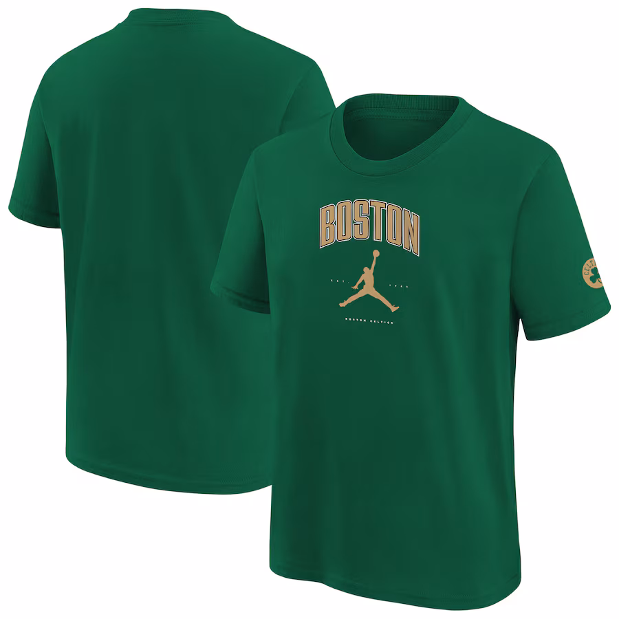 Youth Boston Celtics Jordan Brand Kelly Green Essential Cities T-Shirt - Ujersey