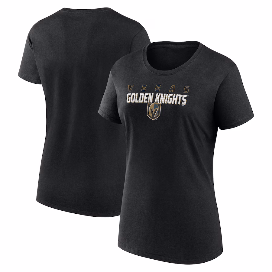 Women's Vegas Golden Knights Black Launch Scoop Neck T-Shirt - Ujersey