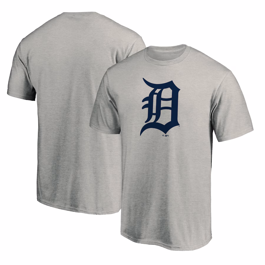 Men's Detroit Tigers Heathered Gray Official Team Logo T-Shirt - Ujersey