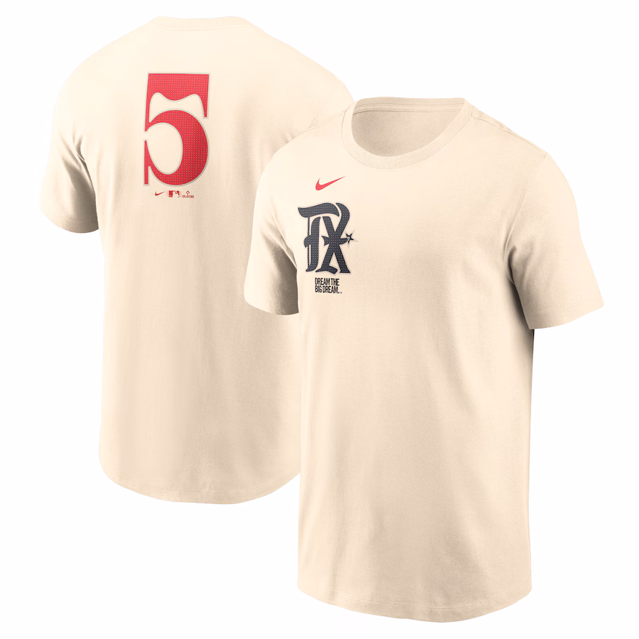Men's Texas Rangers Corey Seager Nike Natural City Connect Fuse Name & Number T-Shirt - Ujersey