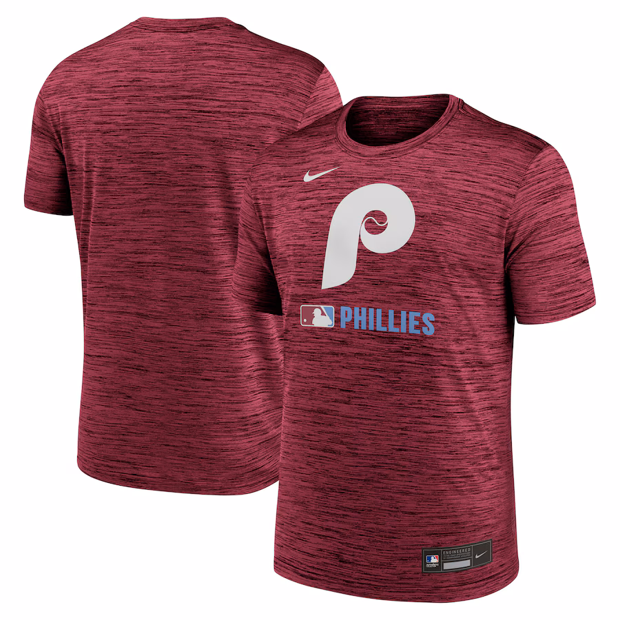 Men's Philadelphia Phillies Nike Burgundy Authentic Collection Velocity Performance Practice T-Shirt - Ujersey
