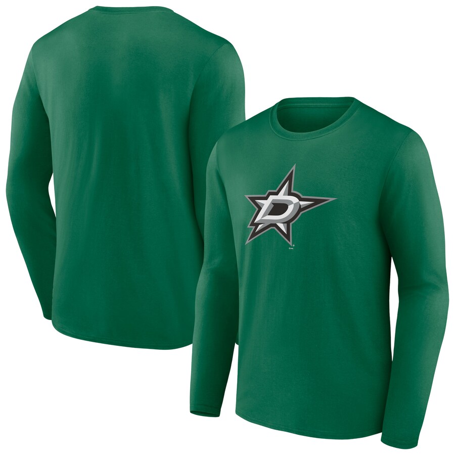 Men's Dallas Stars Kelly Green Primary Logo Team Long Sleeve T-Shirt - Ujersey