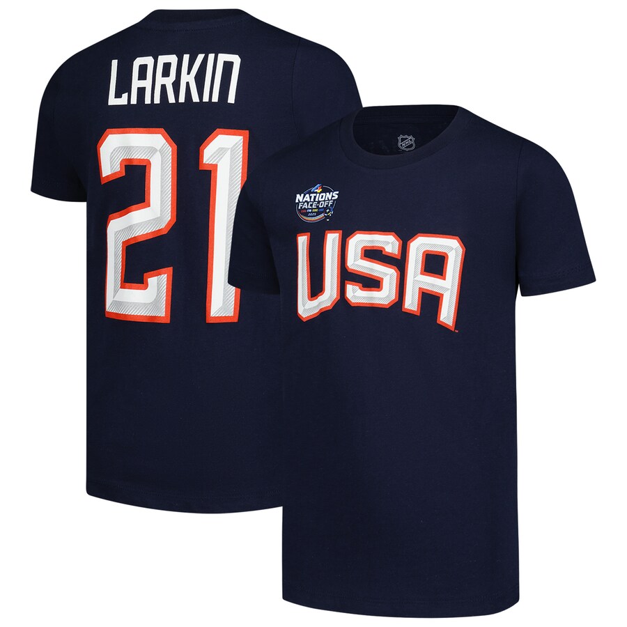 Youth Dylan Larkin Navy 2025 4 Nations Face-Off Player Name & Number T-Shirt - Ujersey