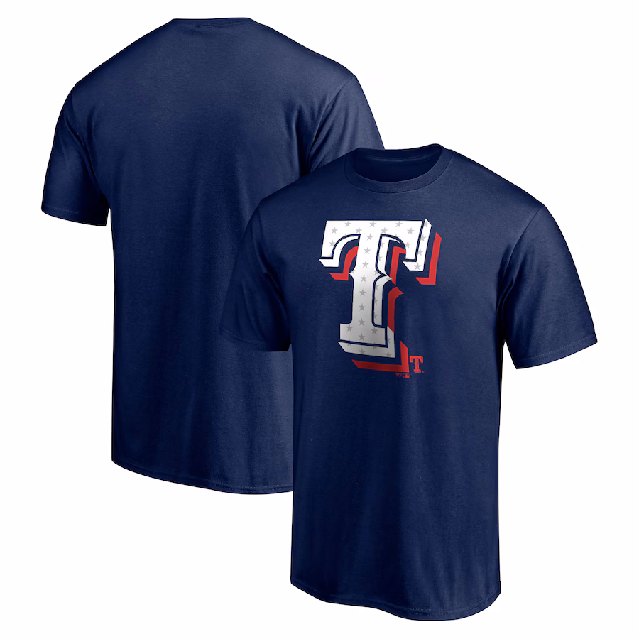 Men's Texas Rangers Navy Red White and Team T-Shirt - Ujersey