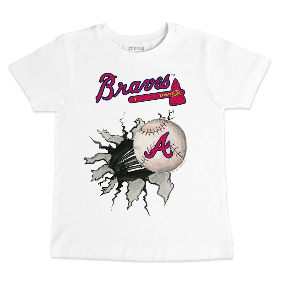 Youth Atlanta Braves Tiny Turnip White Baseball Tear T-Shirt - Ujersey
