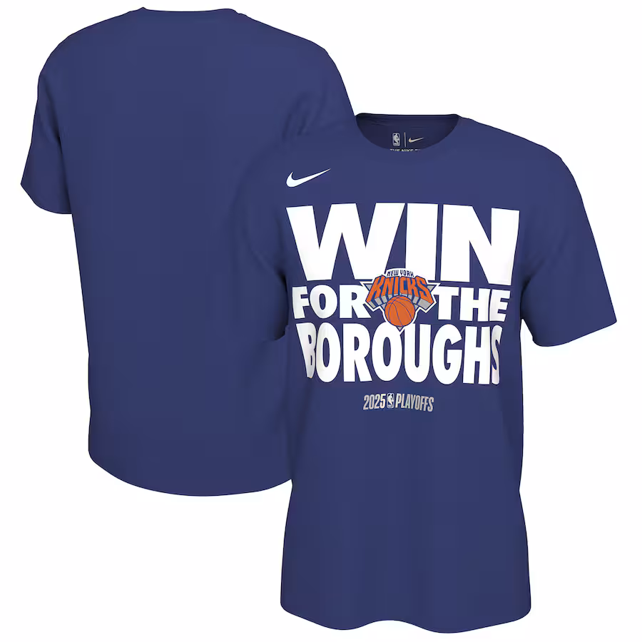 Unisex New York Knicks Nike Rush Blue 2025 NBA Playoffs On-Court Mantra T-Shirt - Ujersey