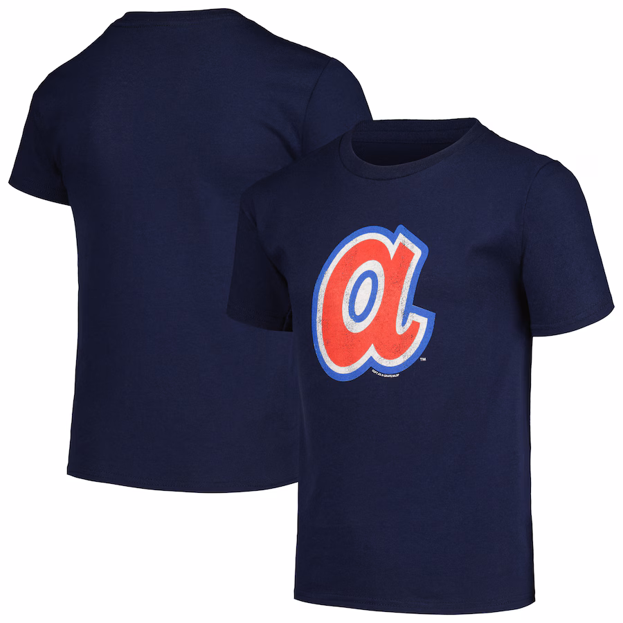 Youth Atlanta Braves Soft as a Grape Navy Cooperstown Collection T-Shirt - Ujersey