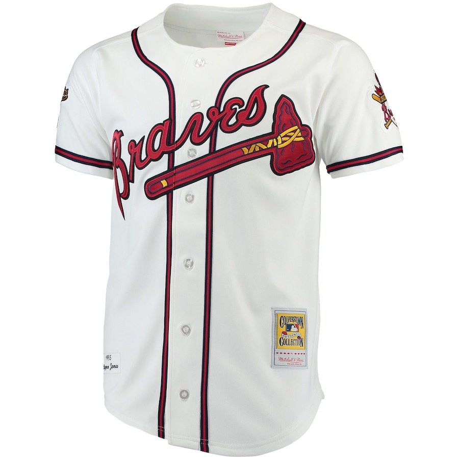 Men's Atlanta Braves Chipper Jones Mitchell & Ness White Authentic Jersey - Ujersey