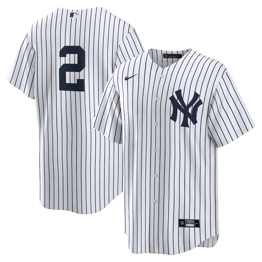Men's New York Yankees Derek Jeter Nike White/Navy Replica Jersey - Ujersey
