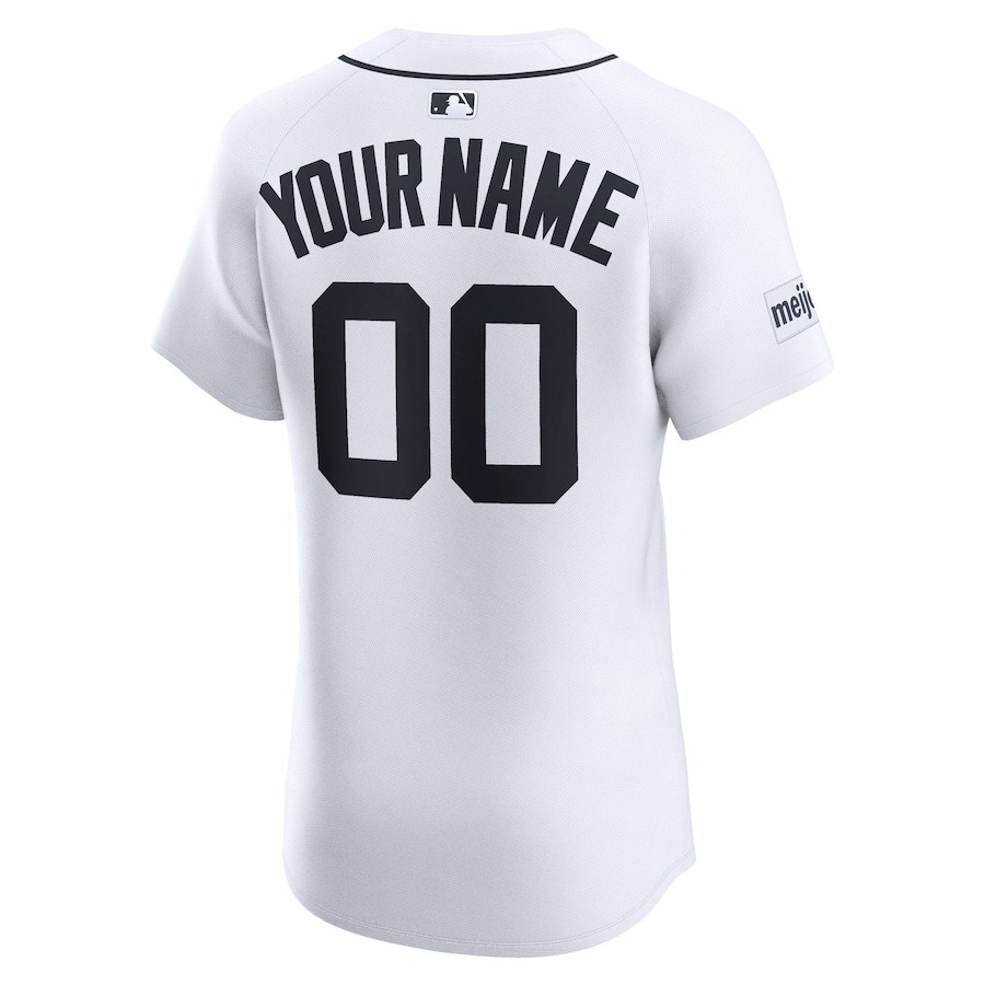 Men's Detroit Tigers Nike White Home Elite Custom Patch Jersey - Ujersey