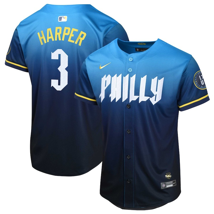 Youth Philadelphia Phillies Bryce Harper Nike Blue 2024 City Connect Limited Player Jersey - Ujersey