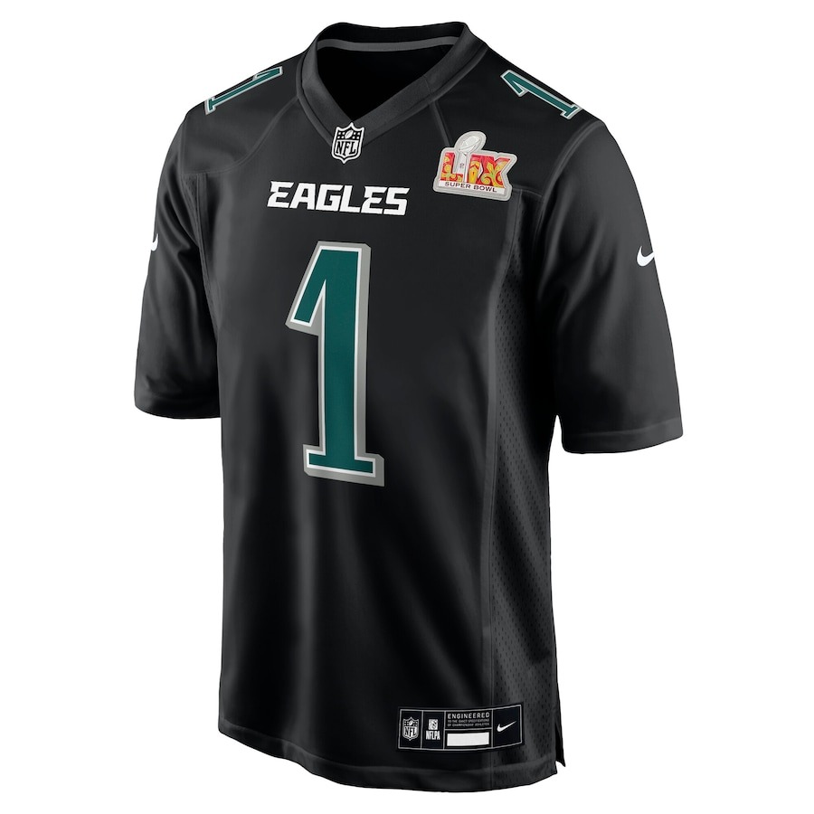 Men's Philadelphia Eagles Jalen Hurts Nike Carbon Black Super Bowl LIX Fashion Game Player Jersey - Ujersey