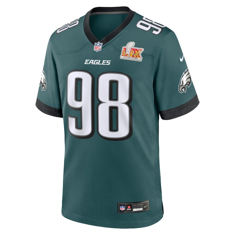 Men's Philadelphia Eagles Jalen Carter Nike Midnight Green Super Bowl LIX Game Player Jersey - Ujersey