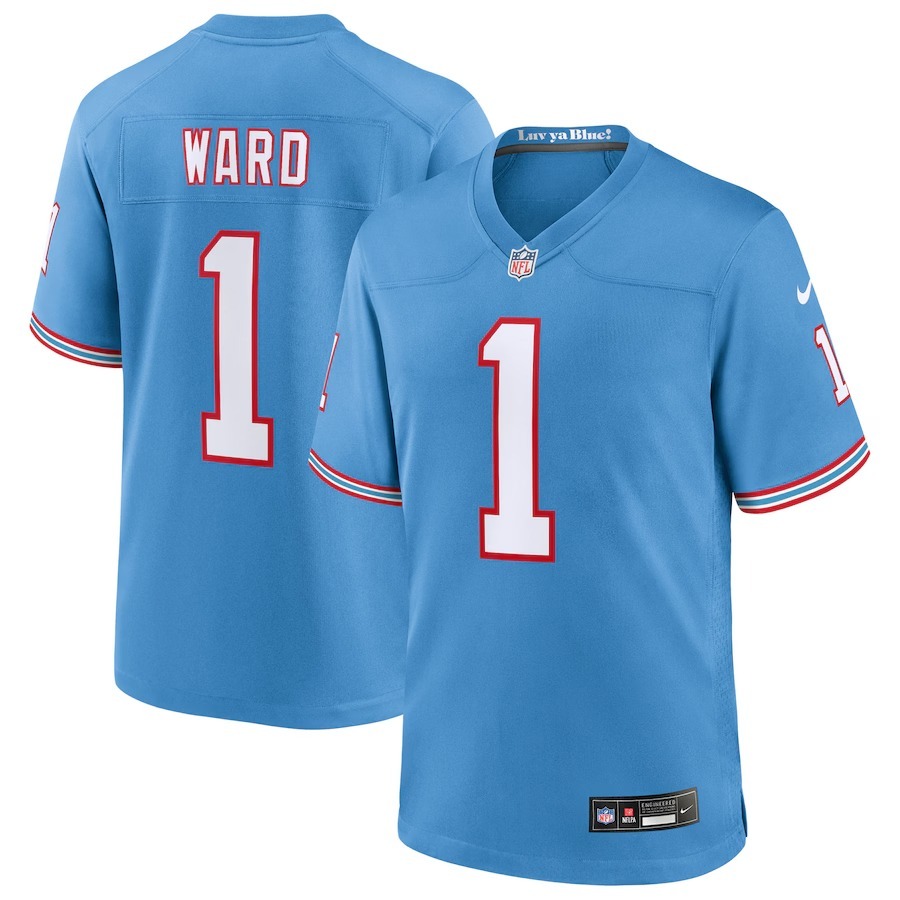 Men's Tennessee Titans Cameron Ward Nike Light Blue 2025 NFL Draft First Round Pick 2nd Alternate Game Jersey - Ujersey
