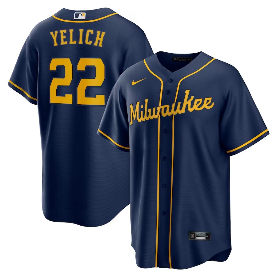 Men's Milwaukee Brewers Christian Yelich Nike Navy Alternate Replica Player Jersey - Ujersey