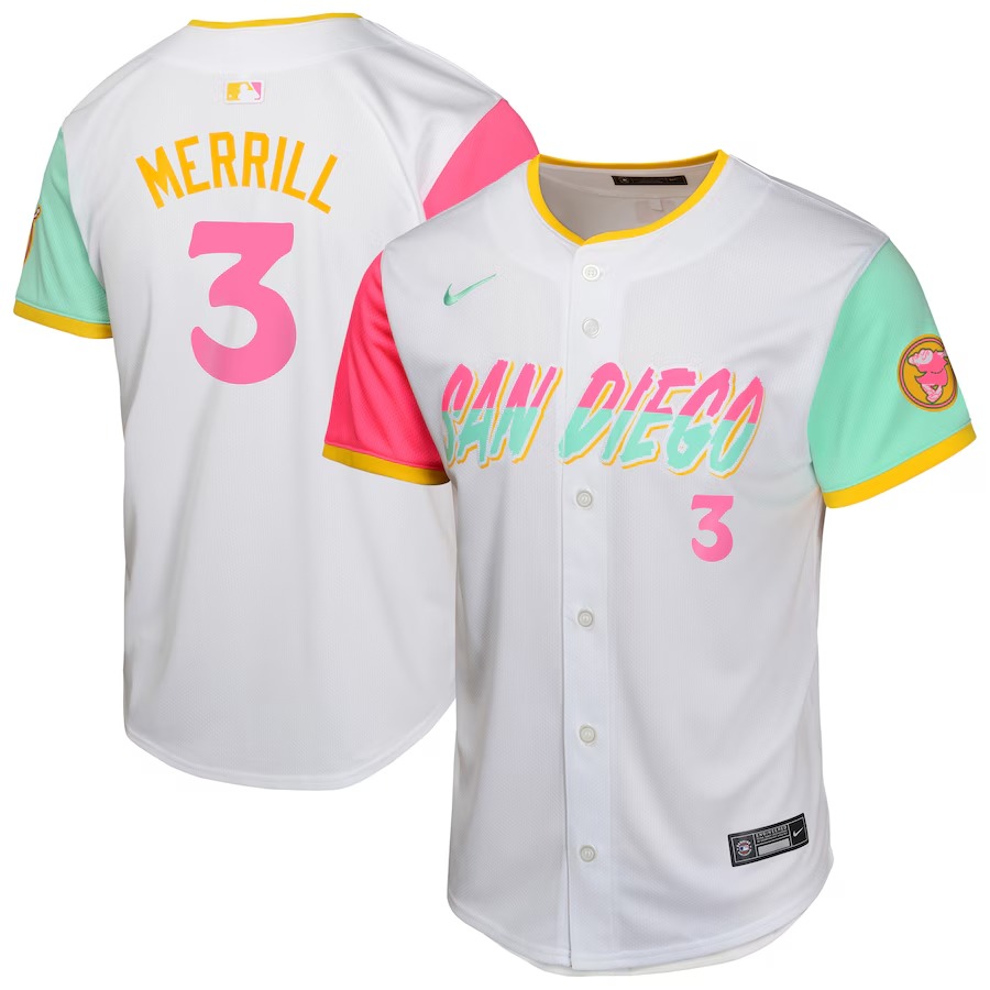 Youth San Diego Padres Jackson Merrill Nike White City Connect Limited Jersey - Ujersey