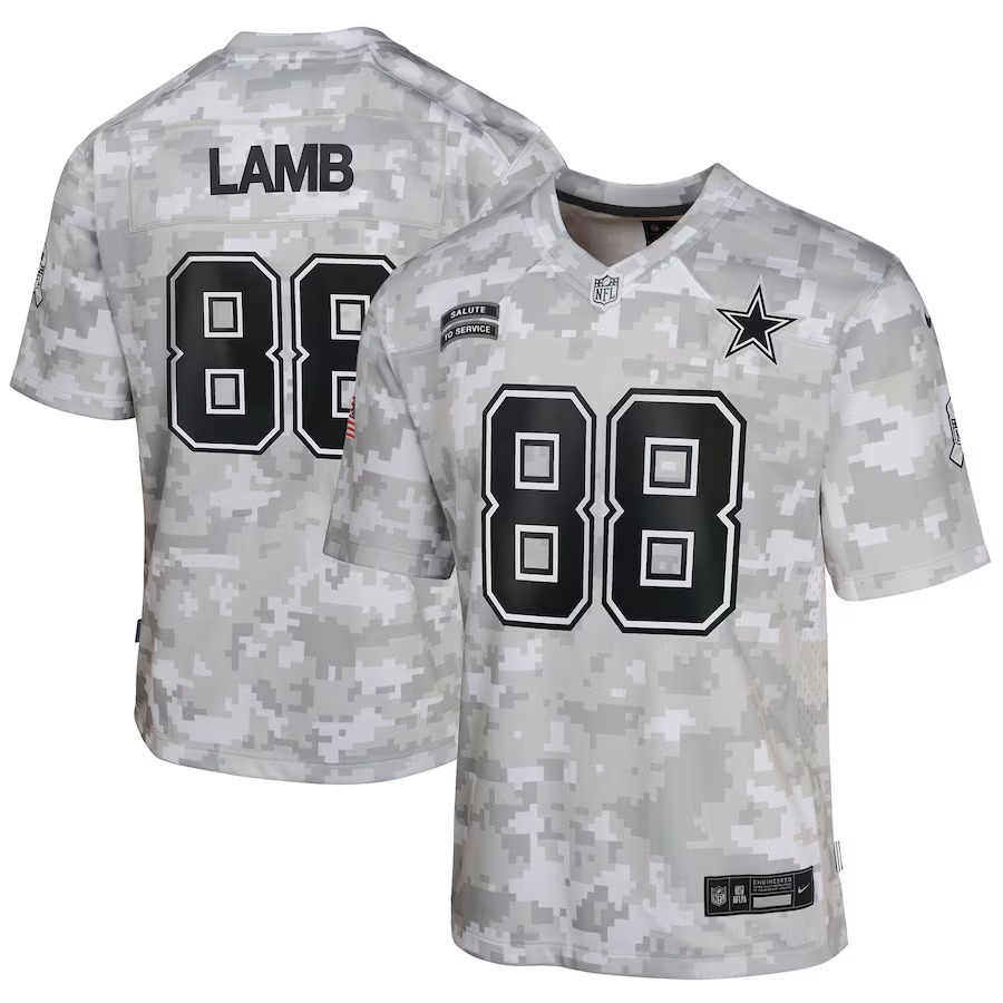 Youth Dallas Cowboys CeeDee Lamb Nike Arctic Camo 2024 Salute to Service Game Jersey - Ujersey