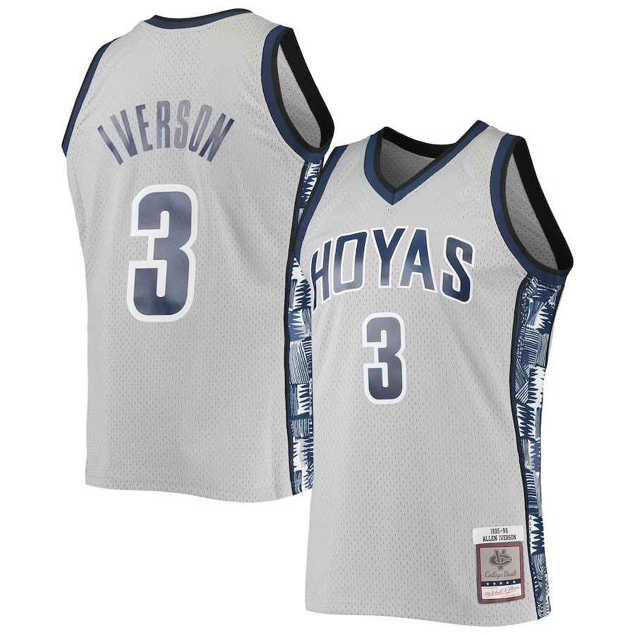 Men's Mitchell & Ness Allen Iverson Gray Georgetown Hoyas 1995/96 Swingman Replica Jersey - Ujersey
