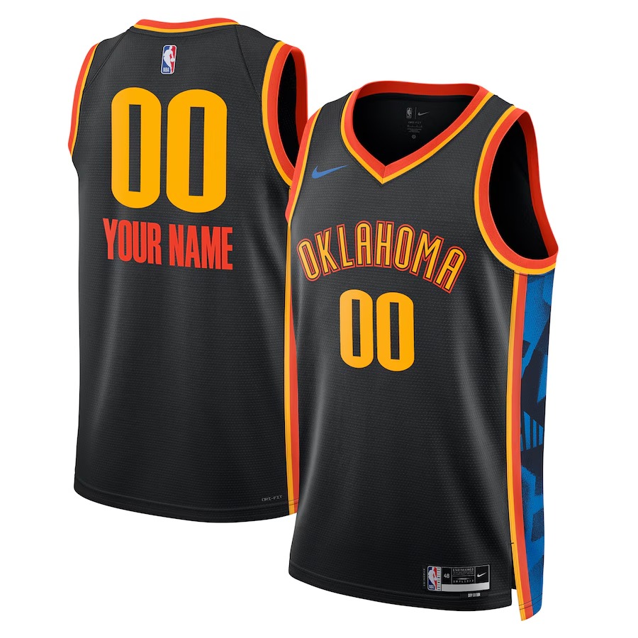 Unisex Oklahoma City Thunder Nike Black 2024/25 Custom Swingman Jersey - City Edition - Ujersey