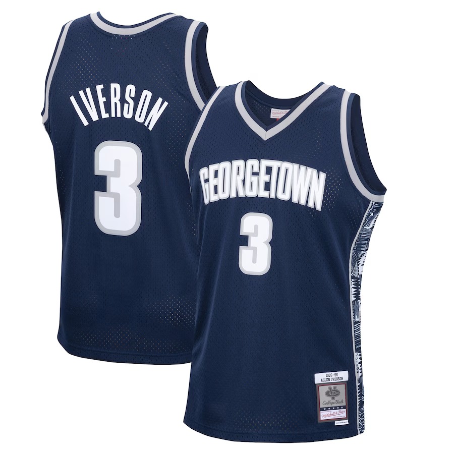Men's Mitchell & Ness Allen Iverson Navy Georgetown Hoyas 1995/96 Swingman Replica Jersey - Ujersey