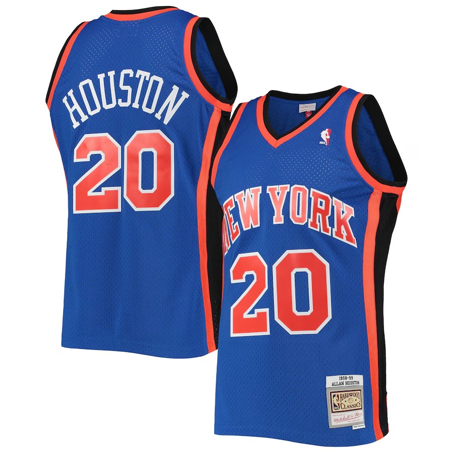 Men's New York Knicks Allan Houston Mitchell & Ness Blue Hardwood Classics Swingman Jersey - Ujersey