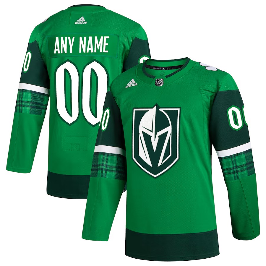Men's Vegas Golden Knights adidas Kelly Green St. Patrick's Day Authentic Custom Jersey - Ujersey
