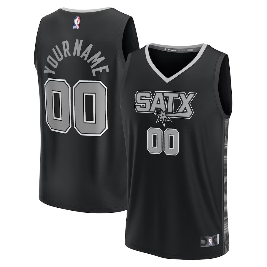 Men's San Antonio Spurs  Fanatics Black  Fast Break Custom Replica Jersey - Statement Edition - Ujersey