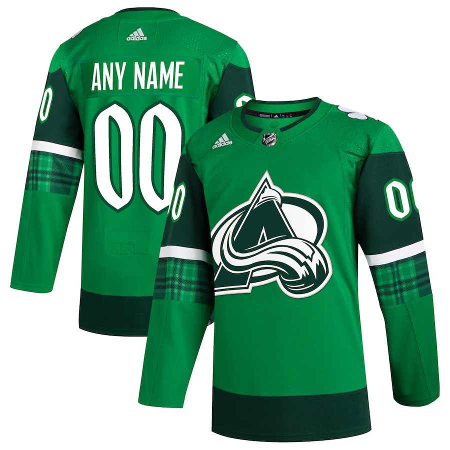 Men's Colorado Avalanche adidas Kelly Green St. Patrick's Day Authentic Custom Jersey - Ujersey