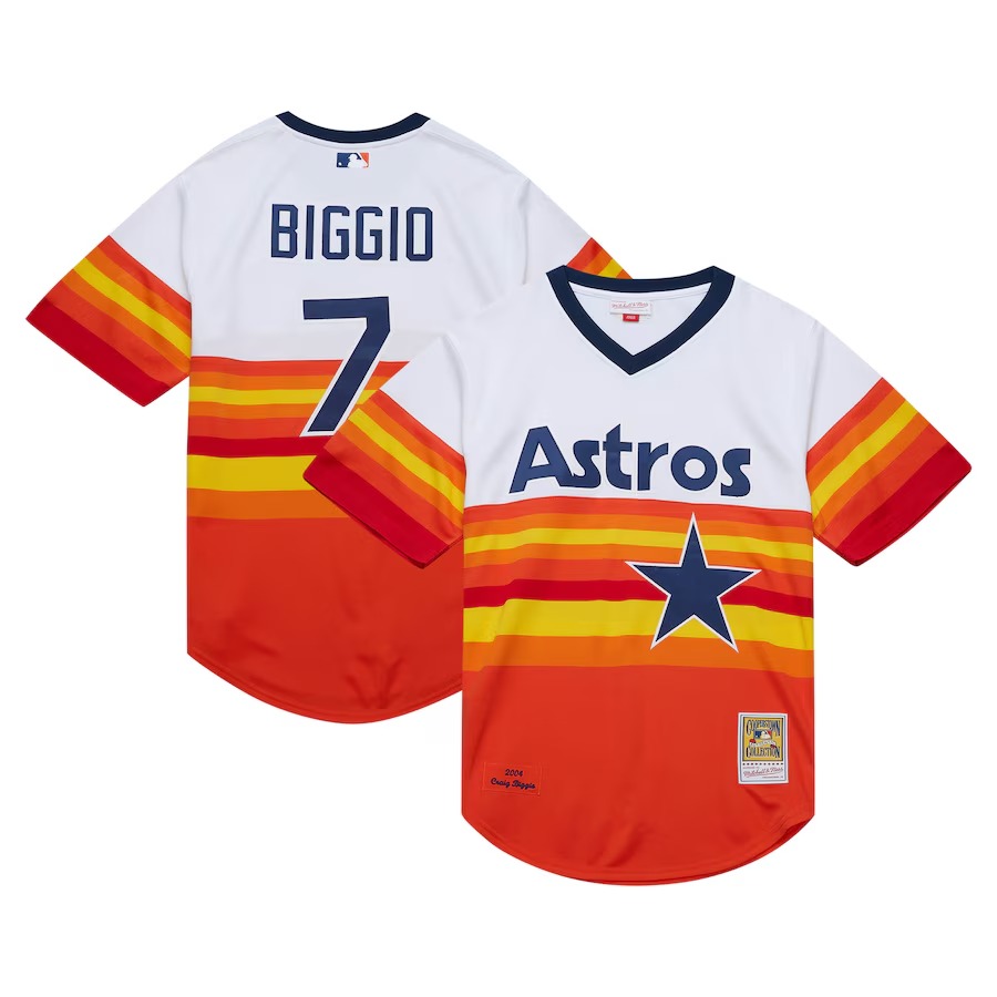 Men's Houston Astros Craig Biggio Mitchell & Ness White 2004 Cooperstown Collection Authentic Throwback Jersey - Ujersey