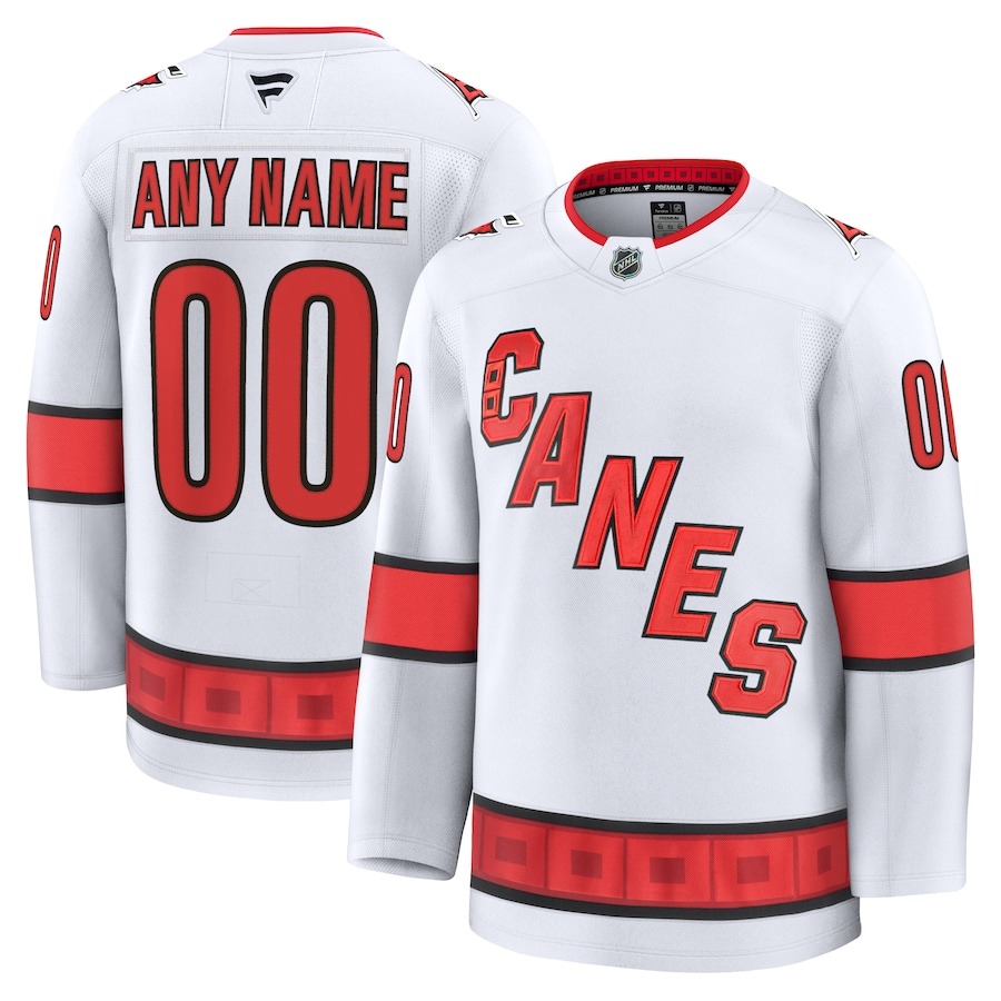 Men's Carolina Hurricanes Fanatics White Away Premium Custom Jersey - Ujersey