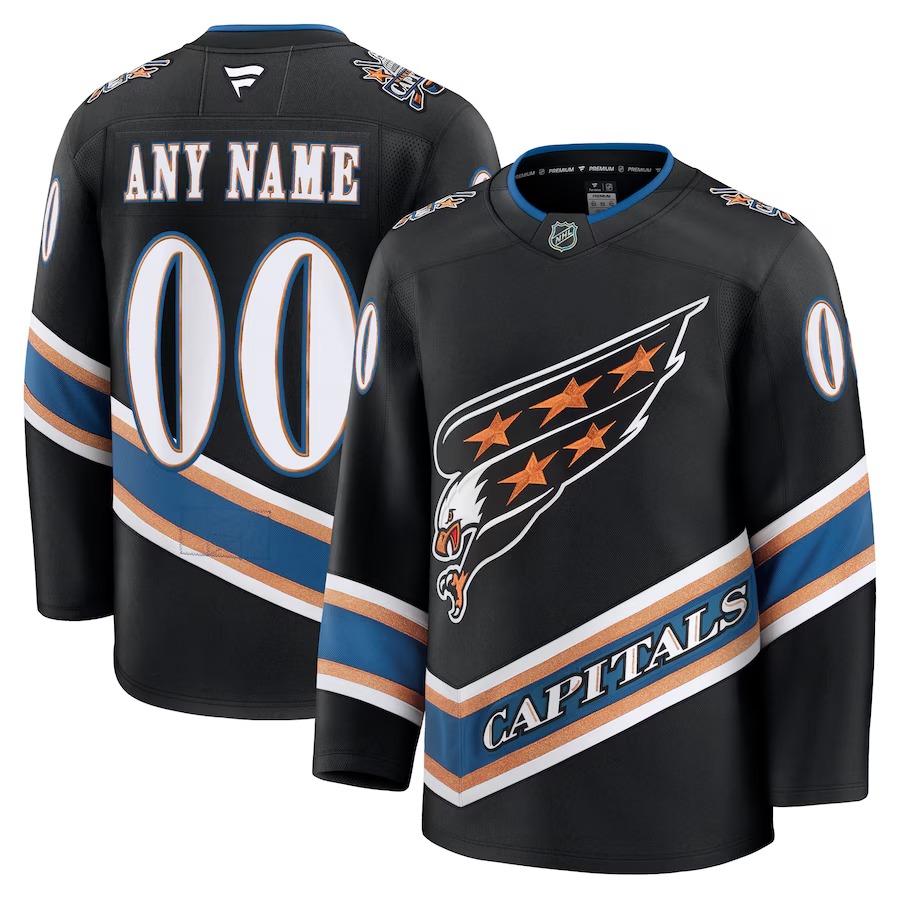 Men's Washington Capitals Fanatics Black Alternate 50th Anniversary Premium Custom Jersey - Ujersey