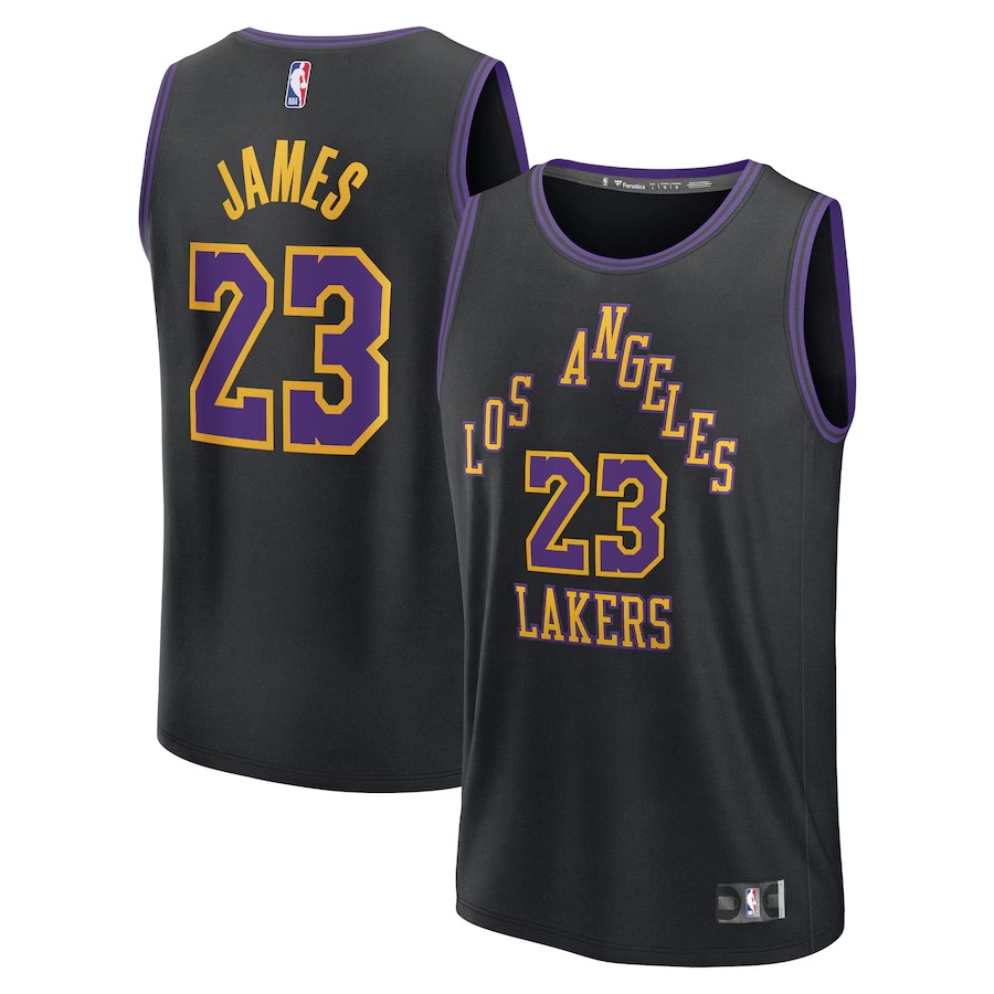 Men's Los Angeles Lakers LeBron James Fanatics Black Fast Break Jersey - City Edition - Ujersey