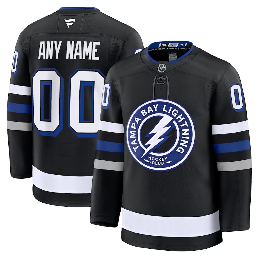 Men's Tampa Bay Lightning Fanatics Black Alternate Premium Custom Jersey - Ujersey