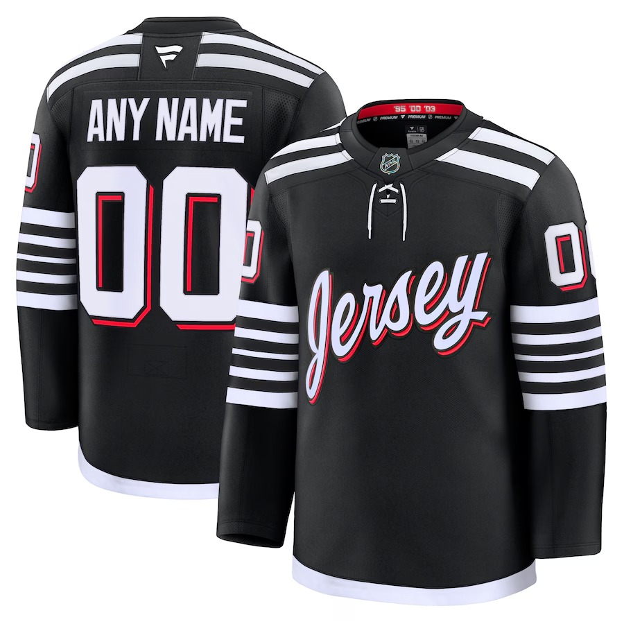 Men's New Jersey Devils Fanatics Black Alternate Premium Custom Jersey - Ujersey