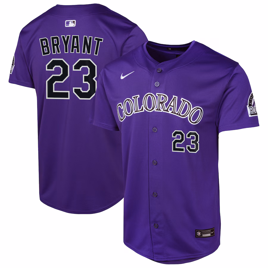Youth Colorado Rockies Kris Bryant Nike Purple Alternate Limited Player Jersey - Ujersey