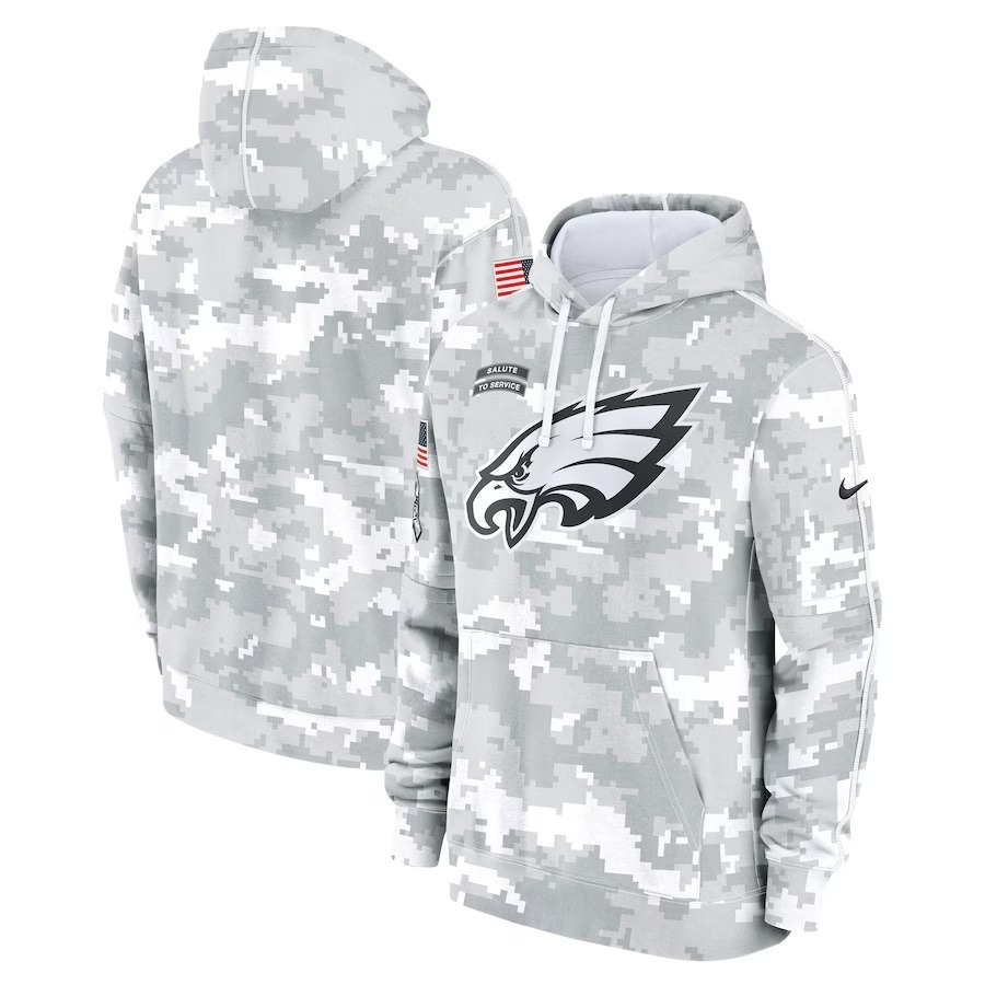 Men's Philadelphia Eagles Nike Arctic Camo 2024 Salute To Service Big & Tall Club Fleece Pullover Hoodie - Ujersey