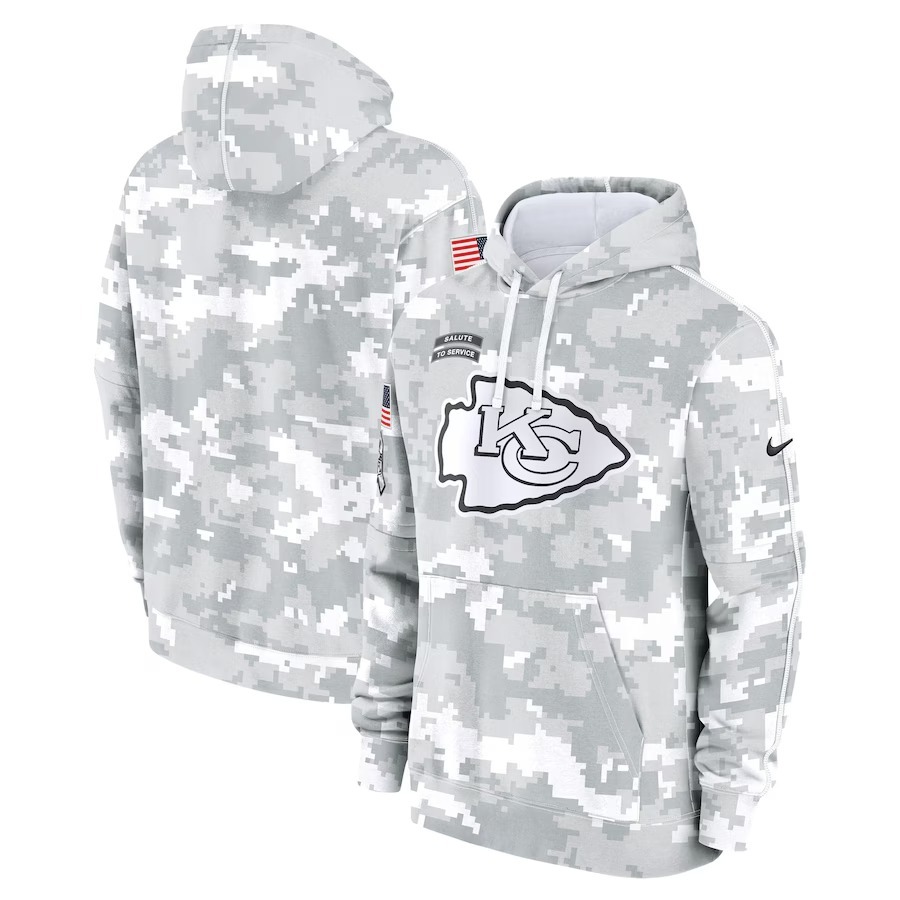 Men's Kansas City Chiefs Nike Arctic Camo 2024 Salute To Service Big & Tall Club Fleece Pullover Hoodie - Ujersey
