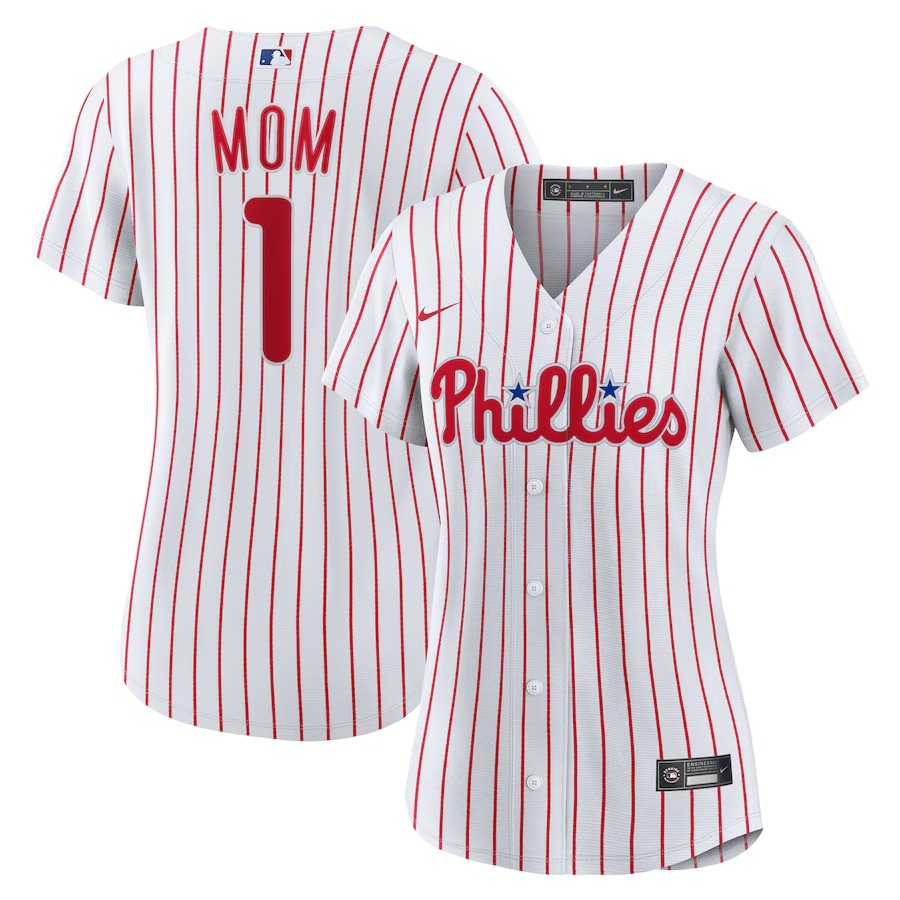 Women's Philadelphia Phillies Nike White #1 Mom Home Replica Jersey - Ujersey