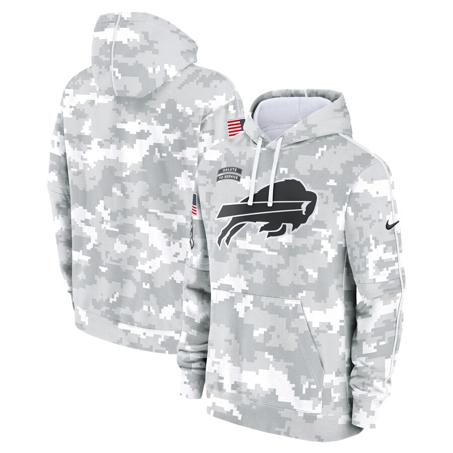 Men's Buffalo Bills Nike Arctic Camo 2024 Salute to Service Club Fleece Pullover Hoodie - Ujersey