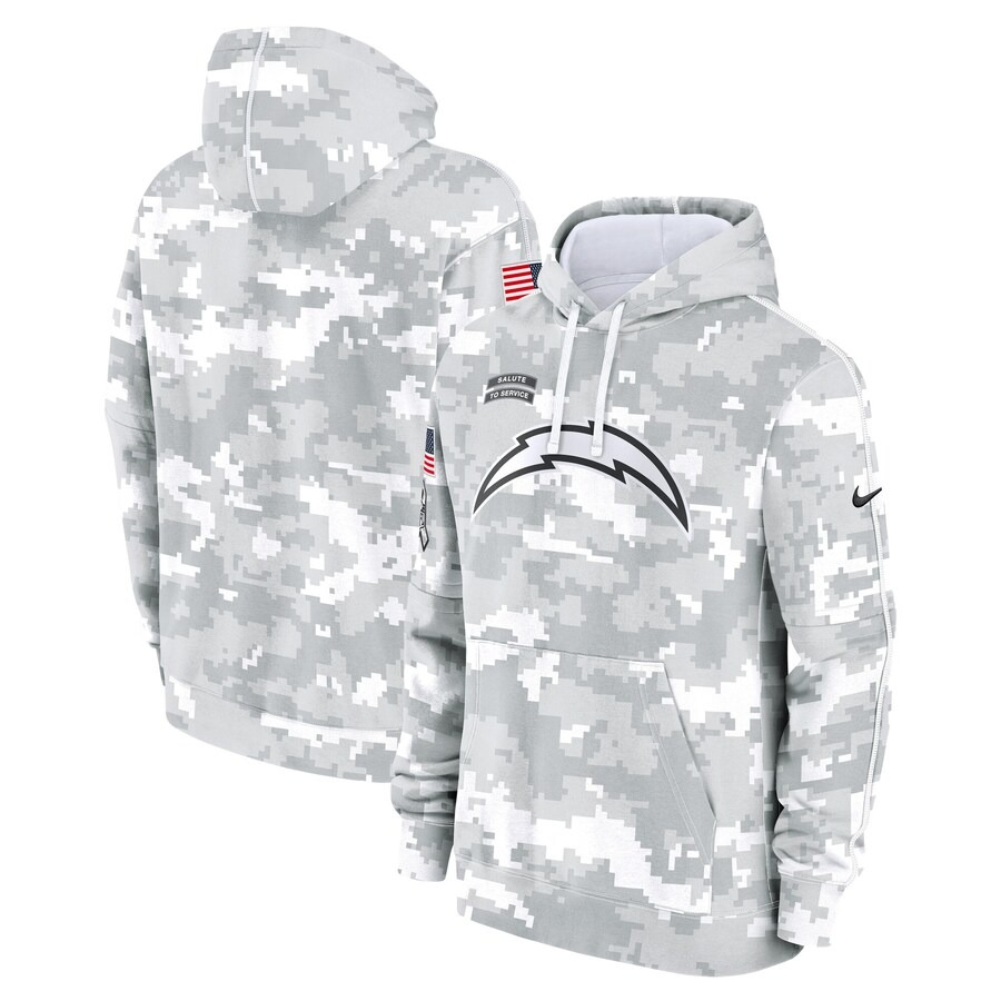 Men's Los Angeles Chargers Nike Arctic Camo 2024 Salute to Service Club Fleece Pullover Hoodie - Ujersey