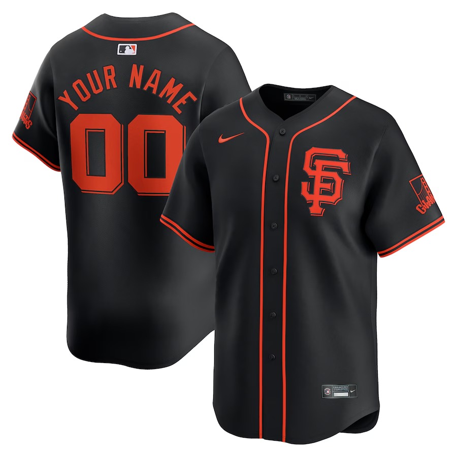Men's San Francisco Giants  Nike Black  Alternate Limited Custom Jersey - Ujersey